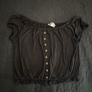 Women's Black Button-Down Top